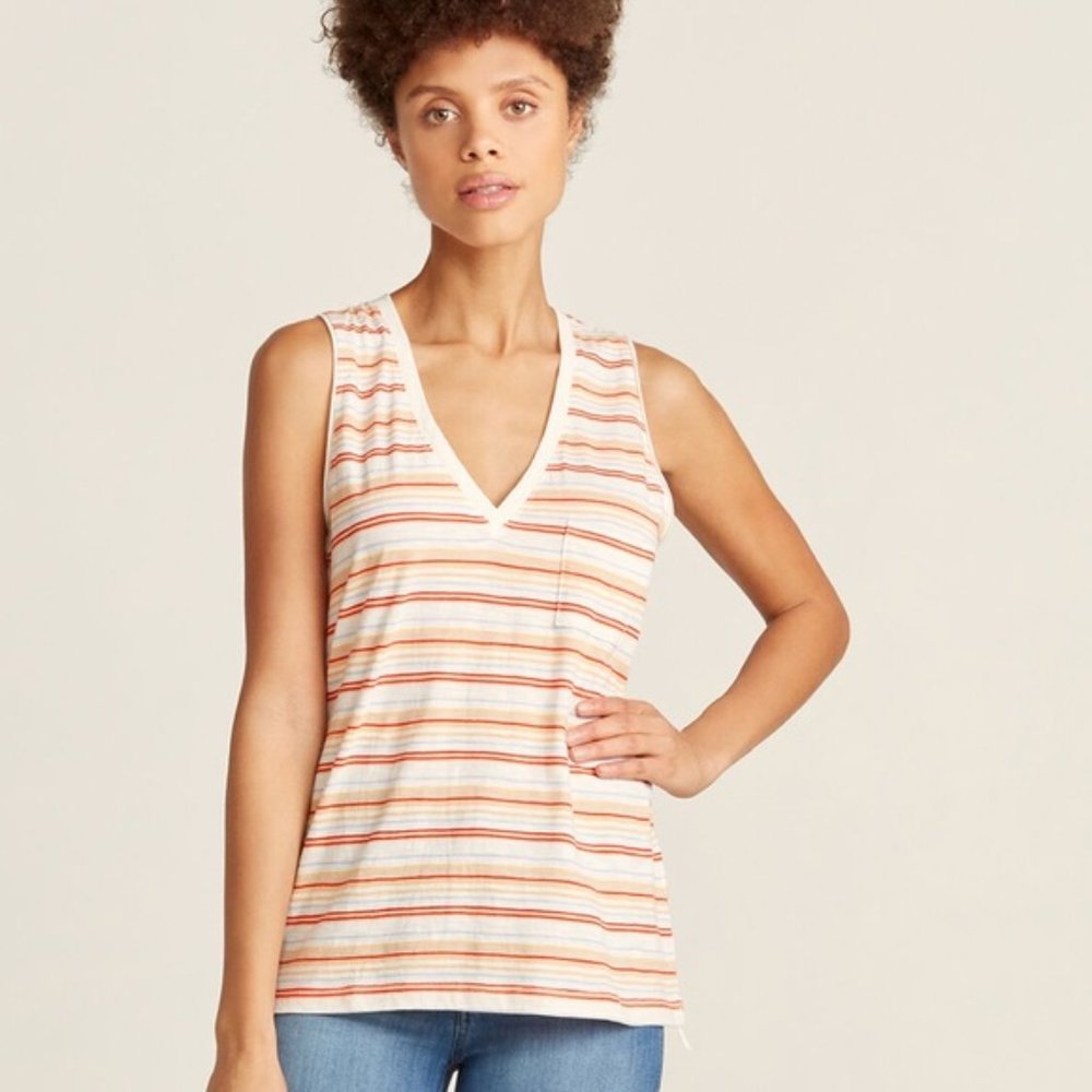 Madewell Whisper Cotton V-Neck Pocket Tank Size L
